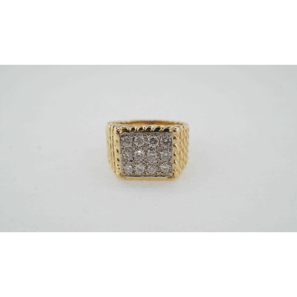 Estate Sale 14k Yellow Gold Square Diamond Ring SI2 H 0.96 TCW Size 9.25 11g